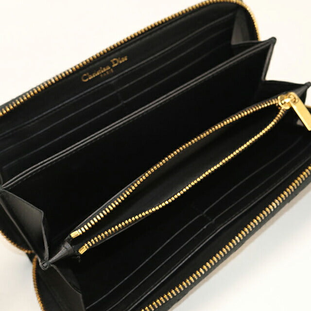 Used Dior long wallet round zipper ladies brand Dior Dior Caro slim long wallet leather black USDCD110900011
