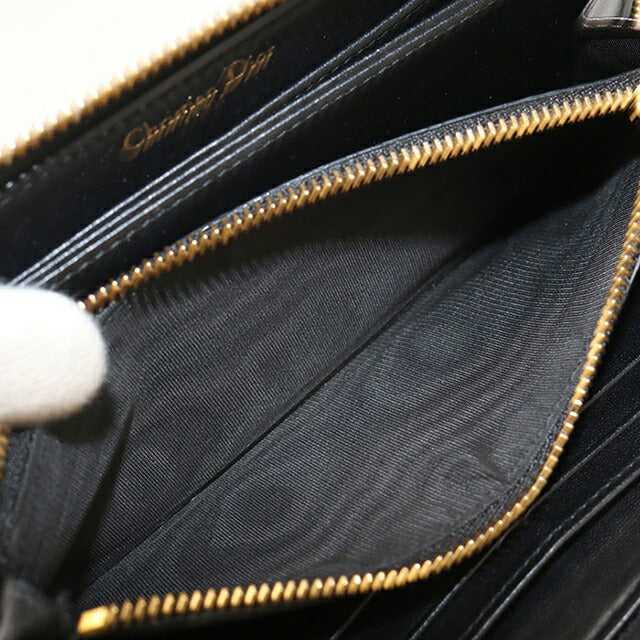 Used Dior long wallet round zipper ladies brand Dior Dior Caro slim long wallet leather black USDCD110900011
