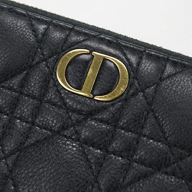 Used Dior long wallet round zipper ladies brand Dior Dior Caro slim long wallet leather black USDCD110900011