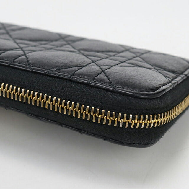 Used Dior long wallet round zipper ladies brand Dior Dior Caro slim long wallet leather black USDCD110900011