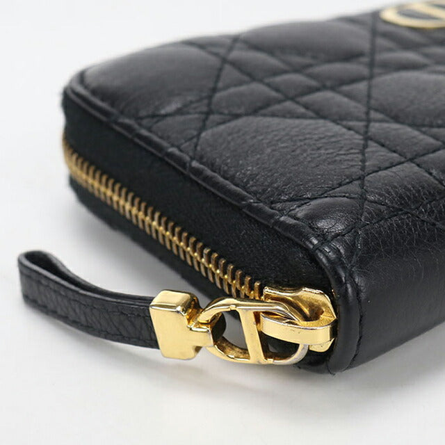 Used Dior long wallet round zipper ladies brand Dior Dior Caro slim long wallet leather black USDCD110900011
