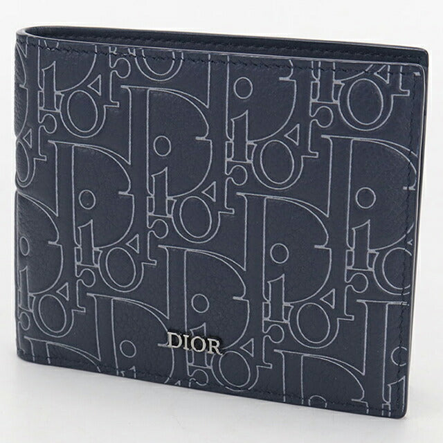 中古 ディオール 二つ折り財布 二折財布 メンズ ブランド Dior ディオールグラビティ 二つ折りウォレット ネイビー USDCD111112011