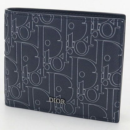 中古 ディオール 二つ折り財布 二折財布 メンズ ブランド Dior ディオールグラビティ 二つ折りウォレット ネイビー USDCD111112011