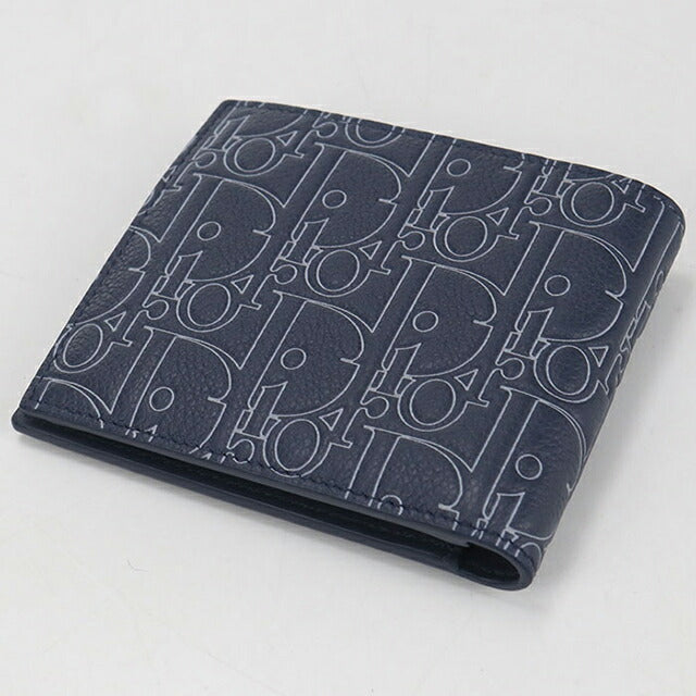 中古 ディオール 二つ折り財布 二折財布 メンズ ブランド Dior ディオールグラビティ 二つ折りウォレット ネイビー USDCD111112011
