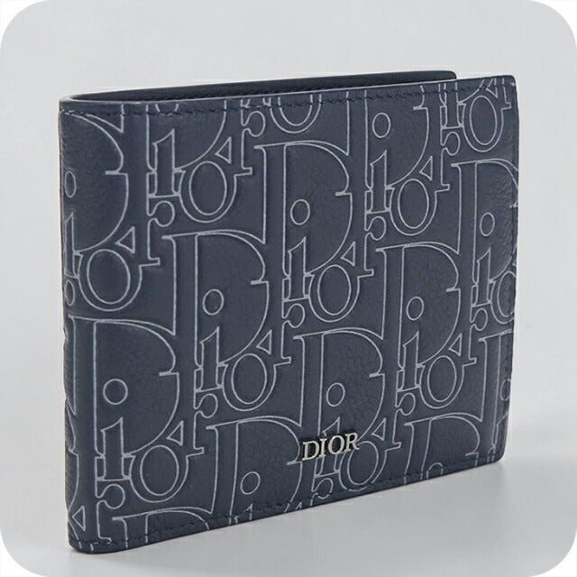 中古 ディオール 二つ折り財布 二折財布 メンズ ブランド Dior ディオールグラビティ 二つ折りウォレット ネイビー USDCD111112011