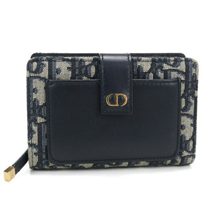 中古 ディオール 二つ折り財布 二折財布 レディース ブランド Dior ３０ モンテーニュ ディタニー　ウォレット ネイビー USDCD111537011
