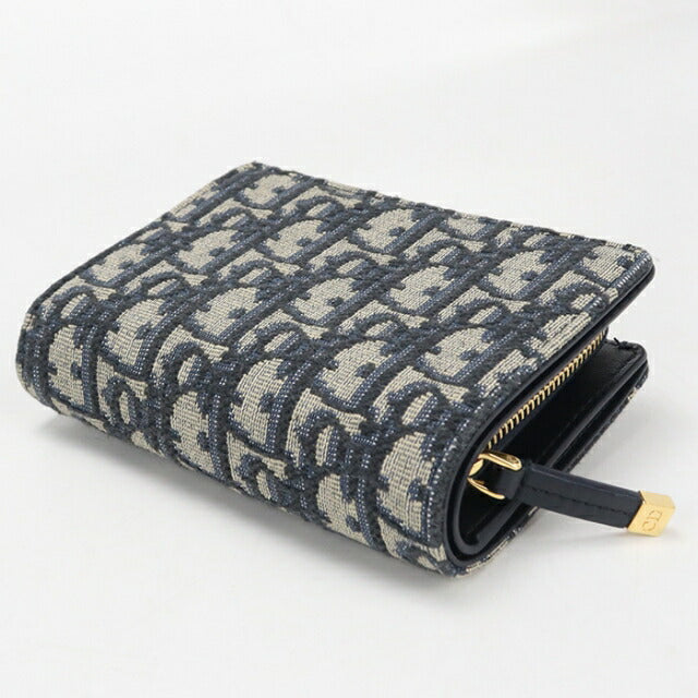 中古 ディオール 二つ折り財布 二折財布 レディース ブランド Dior ３０ モンテーニュ ディタニー　ウォレット ネイビー USDCD111537011