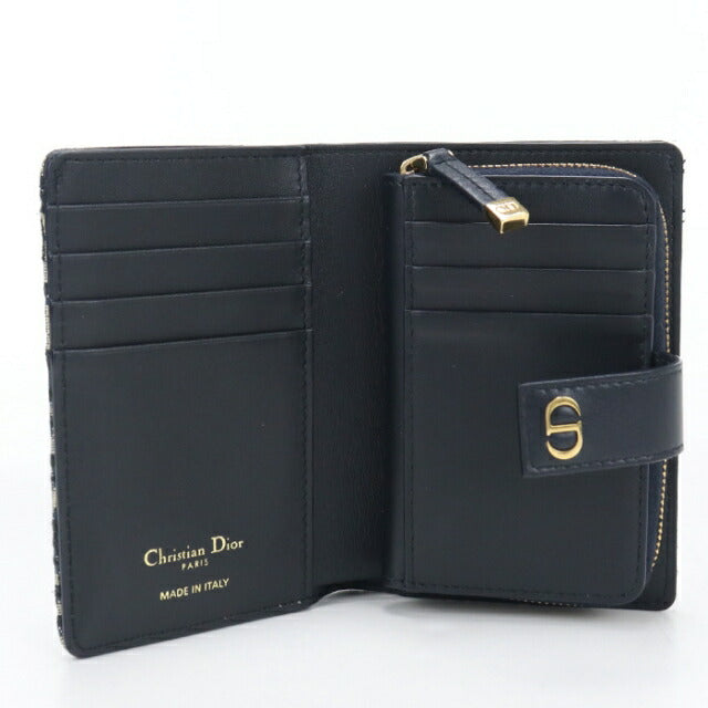 中古 ディオール 二つ折り財布 二折財布 レディース ブランド Dior ３０ モンテーニュ ディタニー　ウォレット ネイビー USDCD111537011