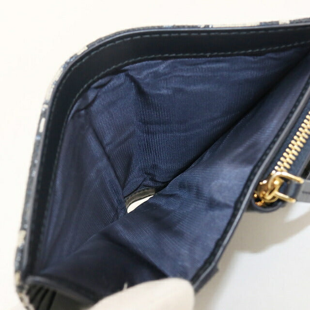 中古 ディオール 二つ折り財布 二折財布 レディース ブランド Dior ３０ モンテーニュ ディタニー　ウォレット ネイビー USDCD111537011