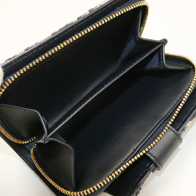 中古 ディオール 二つ折り財布 二折財布 レディース ブランド Dior ３０ モンテーニュ ディタニー　ウォレット ネイビー USDCD111537011