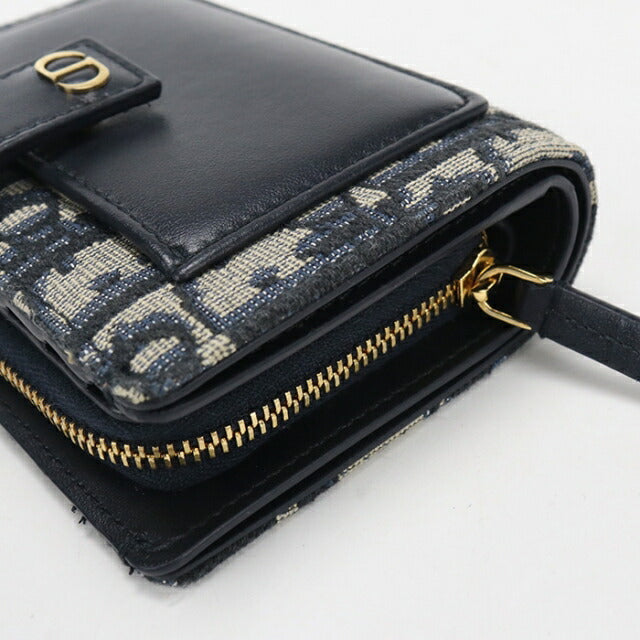 中古 ディオール 二つ折り財布 二折財布 レディース ブランド Dior ３０ モンテーニュ ディタニー　ウォレット ネイビー USDCD111537011