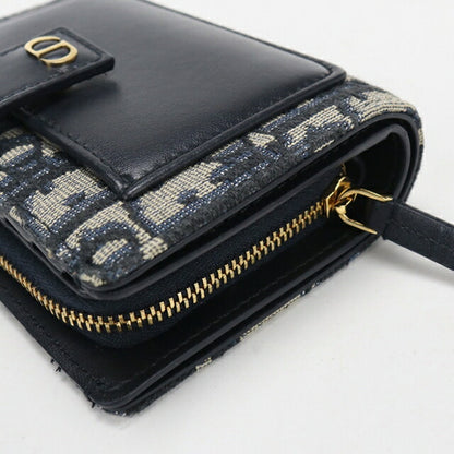 中古 ディオール 二つ折り財布 二折財布 レディース ブランド Dior ３０ モンテーニュ ディタニー　ウォレット ネイビー USDCD111537011