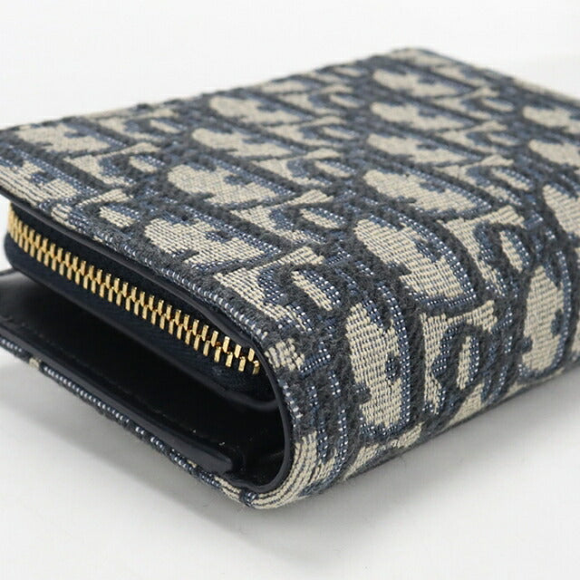 中古 ディオール 二つ折り財布 二折財布 レディース ブランド Dior ３０ モンテーニュ ディタニー　ウォレット ネイビー USDCD111537011