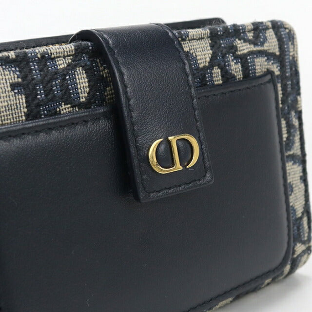 中古 ディオール 二つ折り財布 二折財布 レディース ブランド Dior ３０ モンテーニュ ディタニー　ウォレット ネイビー USDCD111537011