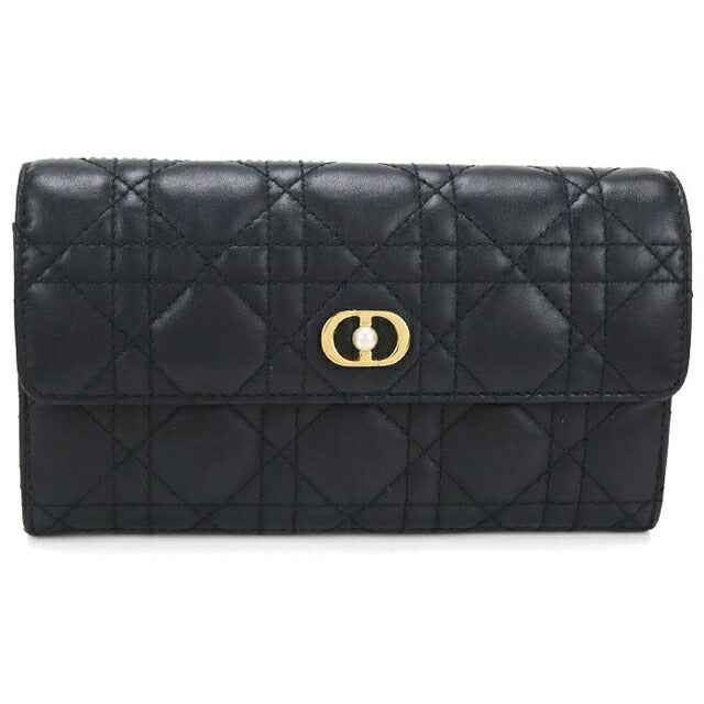 Dior ブラック キルティング 長財布 中古 ディオール 長財布二折 レディース ブランド Dior ディオール