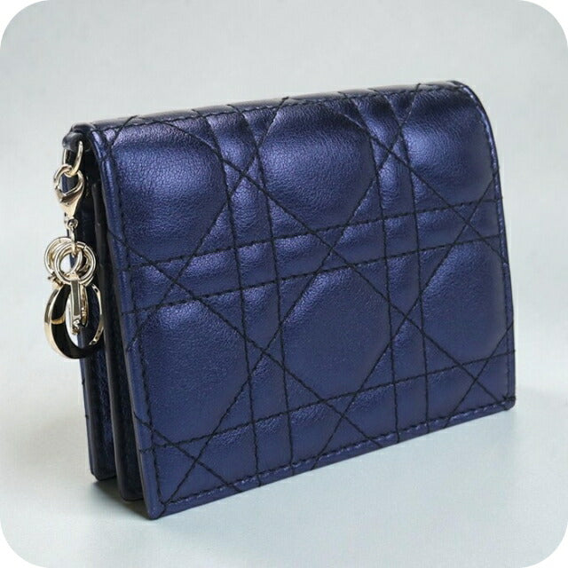 中古 ディオール 二つ折り財布 二折財布 レディース ブランド Dior ミディアム　ウォレット レザー S0178OWEC ブルー USDCD112187011