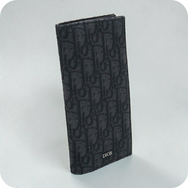 中古 ディオール 長財布二折 メンズ ブランド Dior ディオール　オブリーク ２つ折りロングウォレット 2OBBC002YSE_H03E ブラック USDCD112271011
