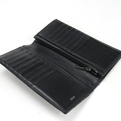 中古 ディオール 長財布二折 メンズ ブランド Dior ディオール　オブリーク ２つ折りロングウォレット 2OBBC002YSE_H03E ブラック USDCD112271011