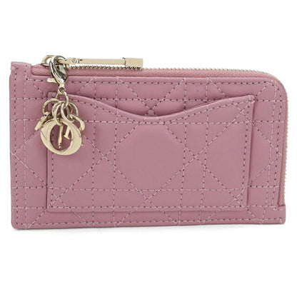 二手 Dior 零钱包女士品牌 Dior Lady Dior Cosmos 拉链卡包粉色 USDCD112471011