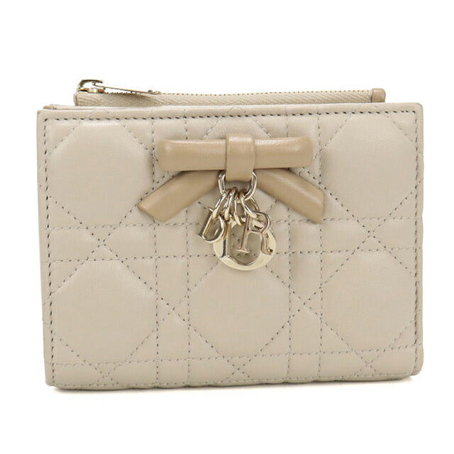中古 ディオール 二つ折り財布 二折財布 レディース ブランド Dior レディディオール ダリア　ウォレット S2605OUQC ベージュ USDCD112610011