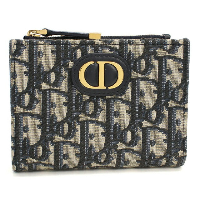 中古 ディオール 二つ折り財布 二折財布 レディース ブランド Dior 30 モンテーニュ Dahlia ウォレット S2197UTZQ ネイビー USDCD113049011
