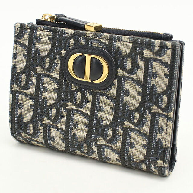 中古 ディオール 二つ折り財布 二折財布 レディース ブランド Dior 30 モンテーニュ Dahlia ウォレット S2197UTZQ ネイビー USDCD113049011
