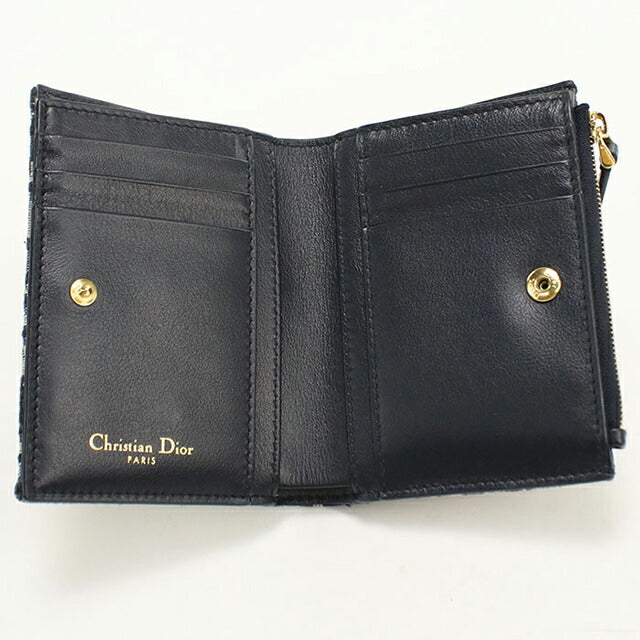 中古 ディオール 二つ折り財布 二折財布 レディース ブランド Dior 30 モンテーニュ Dahlia ウォレット S2197UTZQ ネイビー USDCD113049011
