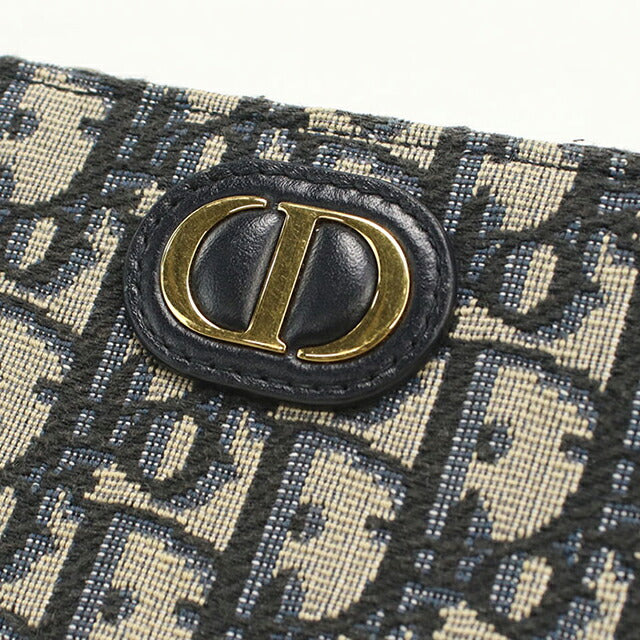 中古 ディオール 二つ折り財布 二折財布 レディース ブランド Dior 30 モンテーニュ Dahlia ウォレット S2197UTZQ ネイビー USDCD113049011