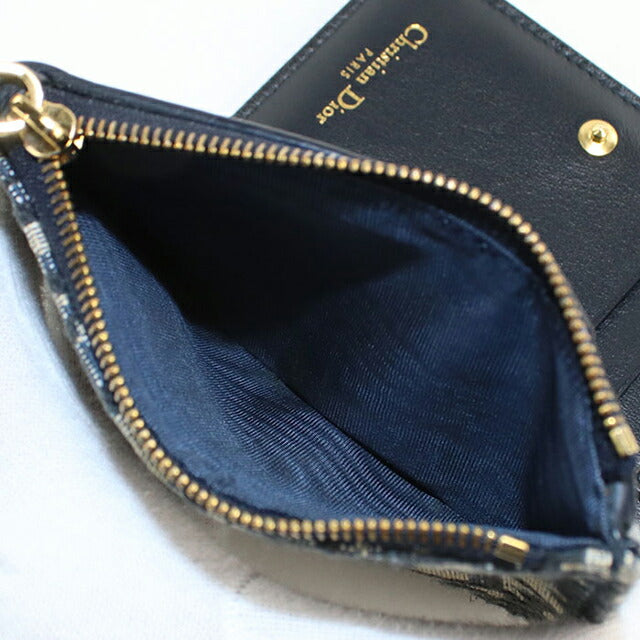 中古 ディオール 二つ折り財布 二折財布 レディース ブランド Dior 30 モンテーニュ Dahlia ウォレット S2197UTZQ ネイビー USDCD113049011