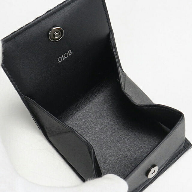中古 ディオール 小銭入れ メンズ ブランド Dior ディオールオブリーク コインケース ブラック USDCD114542011