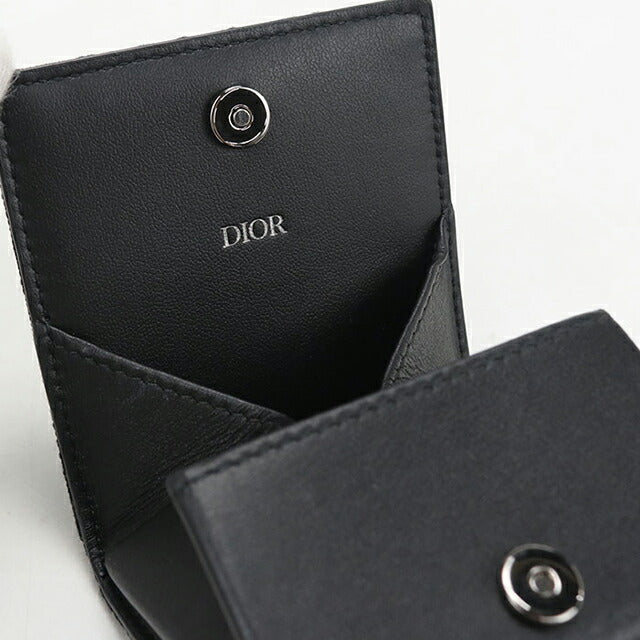 中古 ディオール 小銭入れ メンズ ブランド Dior ディオールオブリーク コインケース ブラック USDCD114542011