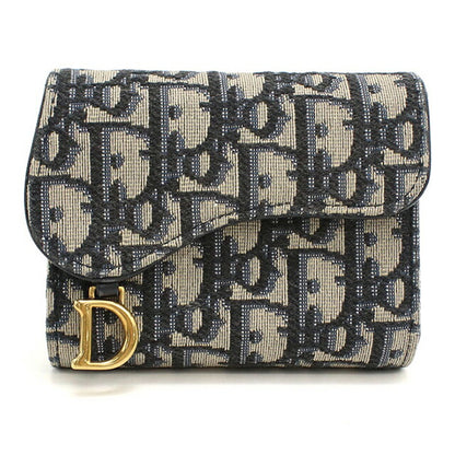 中古 ディオール 三つ折り財布 三折財布 レディース ブランド Dior サドル ネイビー USDCD114694011