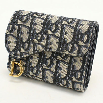 中古 ディオール 三つ折り財布 三折財布 レディース ブランド Dior サドル ネイビー USDCD114694011