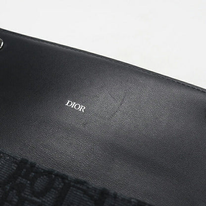 中古 ディオール 長財布二折 メンズ ブランド Dior ディオールオブリーク ロング　フラップウォレット ブラック USDCD115115011