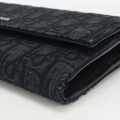 中古 ディオール 長財布二折 メンズ ブランド Dior ディオールオブリーク ロング　フラップウォレット ブラック USDCD115115011