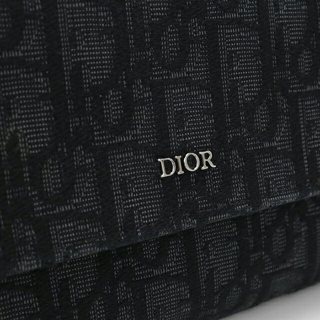 中古 ディオール 長財布二折 メンズ ブランド Dior ディオールオブリーク ロング　フラップウォレット ブラック USDCD115115011