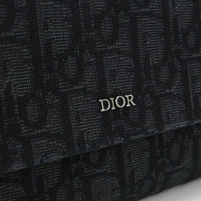 中古 ディオール 長財布二折 メンズ ブランド Dior ディオールオブリーク ロング　フラップウォレット ブラック USDCD115115011