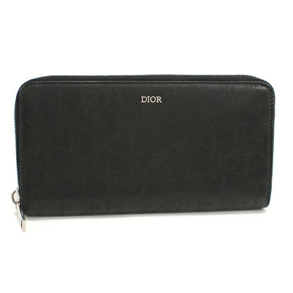 中古 ディオール 長財布ラウンドファスナー メンズ ブランド Dior ディオール オブリーク ロングジップウォレット ブラック USDCD115230011