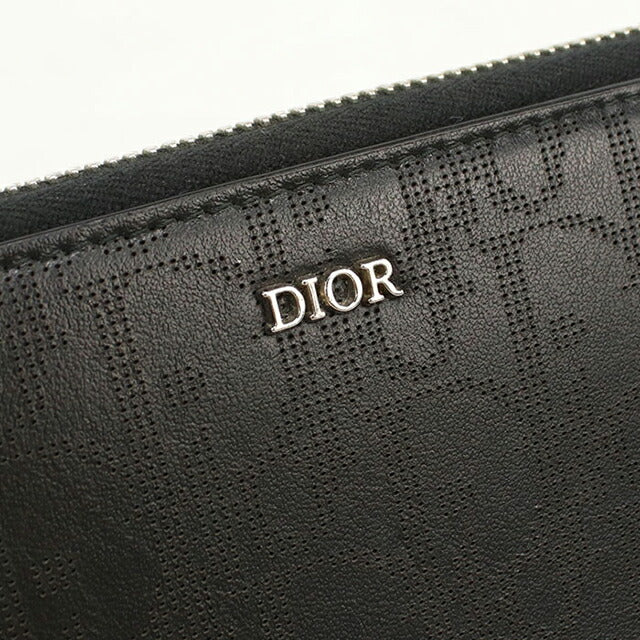中古 ディオール 長財布ラウンドファスナー メンズ ブランド Dior ディオール オブリーク ロングジップウォレット ブラック USDCD115230011