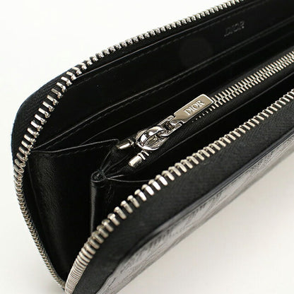 中古 ディオール 長財布ラウンドファスナー メンズ ブランド Dior ディオール オブリーク ロングジップウォレット ブラック USDCD115230011