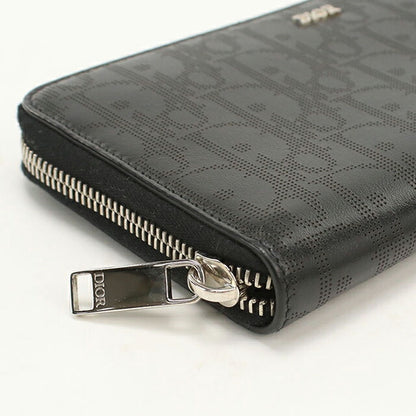 中古 ディオール 長財布ラウンドファスナー メンズ ブランド Dior ディオール オブリーク ロングジップウォレット ブラック USDCD115230011