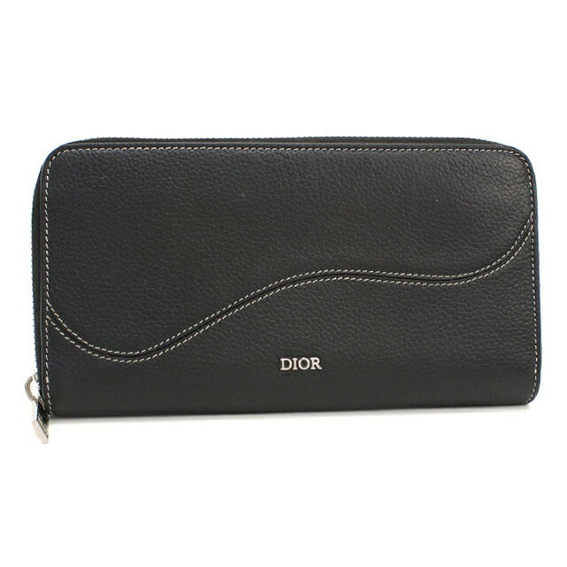 中古 ディオール 長財布ラウンドファスナー メンズ ブランド Dior サドル ロングジップウォレット 2ADBC315YKK_H00N ブラック USDCD115232011