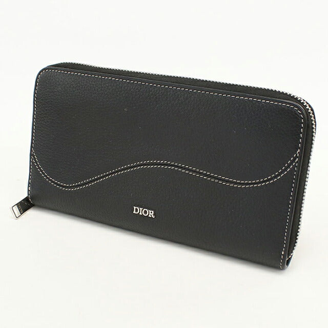 中古 ディオール 長財布ラウンドファスナー メンズ ブランド Dior サドル ロングジップウォレット 2ADBC315YKK_H00N ブラック USDCD115232011