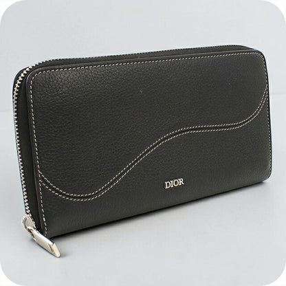 中古 ディオール 長財布ラウンドファスナー メンズ ブランド Dior サドル ロングジップウォレット 2ADBC315YKK_H00N ブラック USDCD115232011