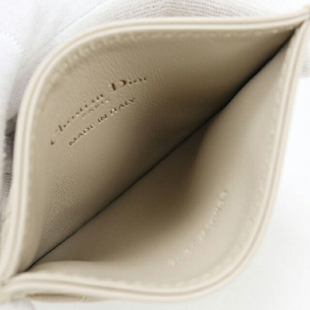 中古 ディオール カードケース コンパクト レディース ブランド Dior ディオール ジョリー フリージア カードホルダー S3103UNJB ベージュ USDCD115852011