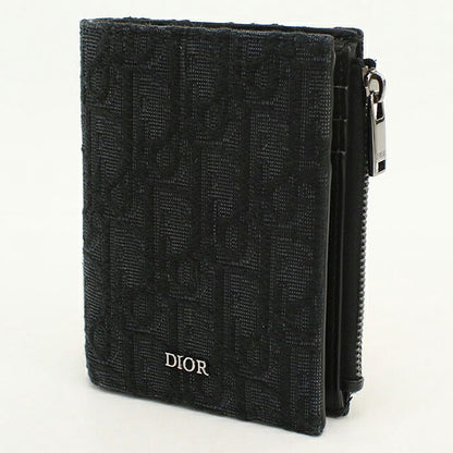 中古 ディオール 二つ折り財布 二折財布 コンパクト メンズ ブランド Dior ディオールオブリーク  2ESBC319YSE_H03E ブラック USDCD117059011