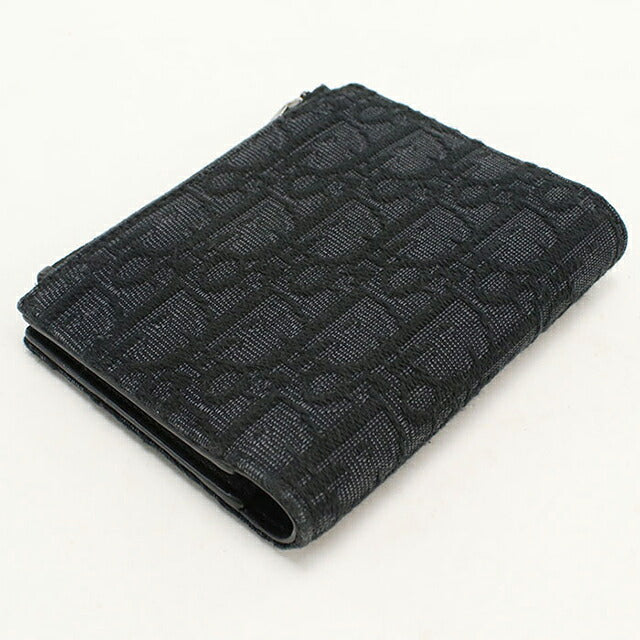 中古 ディオール 二つ折り財布 二折財布 コンパクト メンズ ブランド Dior ディオールオブリーク  2ESBC319YSE_H03E ブラック USDCD117059011