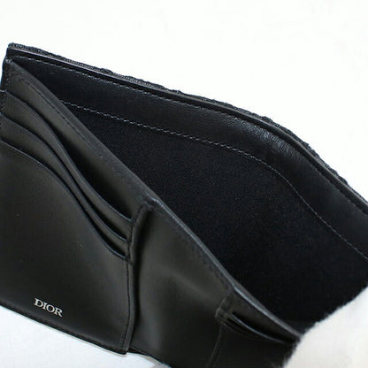 中古 ディオール 二つ折り財布 二折財布 コンパクト メンズ ブランド Dior ディオールオブリーク  2ESBC319YSE_H03E ブラック USDCD117059011