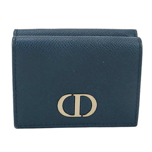 中古 ディオール 三つ折り財布 三折財布 コンパクト レディース ブランド Dior 30 モンテーニュ  ブルー USDCD117130011