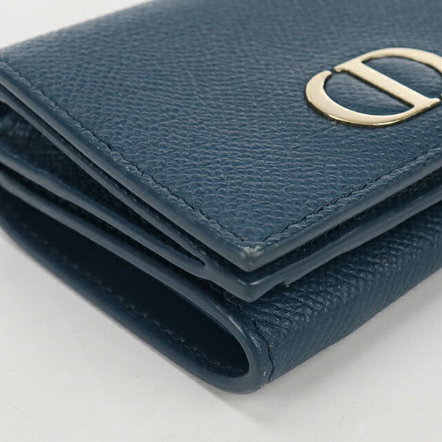 中古 ディオール 三つ折り財布 三折財布 コンパクト レディース ブランド Dior 30 モンテーニュ  ブルー USDCD117130011